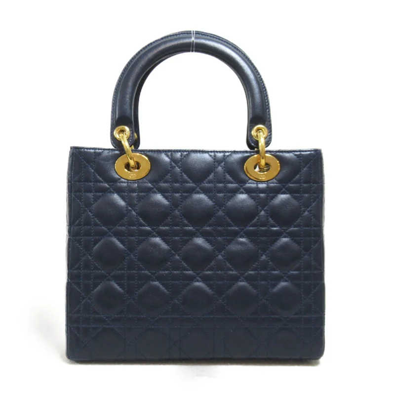 Dior lady dior handbag Navy Lambskin [sheep leather]