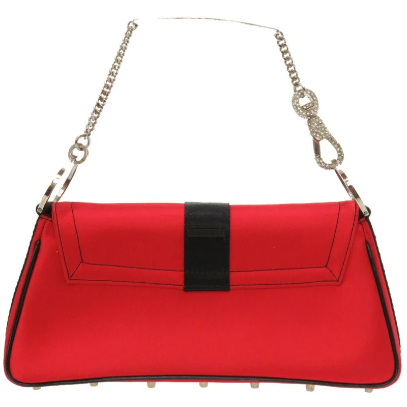 CHRISTIAN DIOR Rhinestone Satin Stone Red Handbag