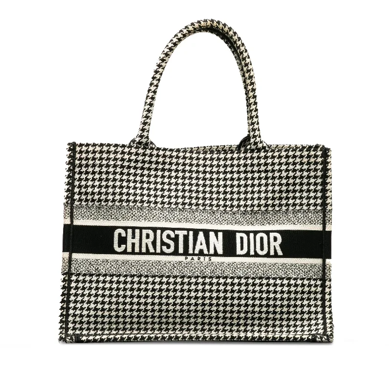 Dior Medium Houndstooth Embroidered Book Tote (SHG-tlTS9H)