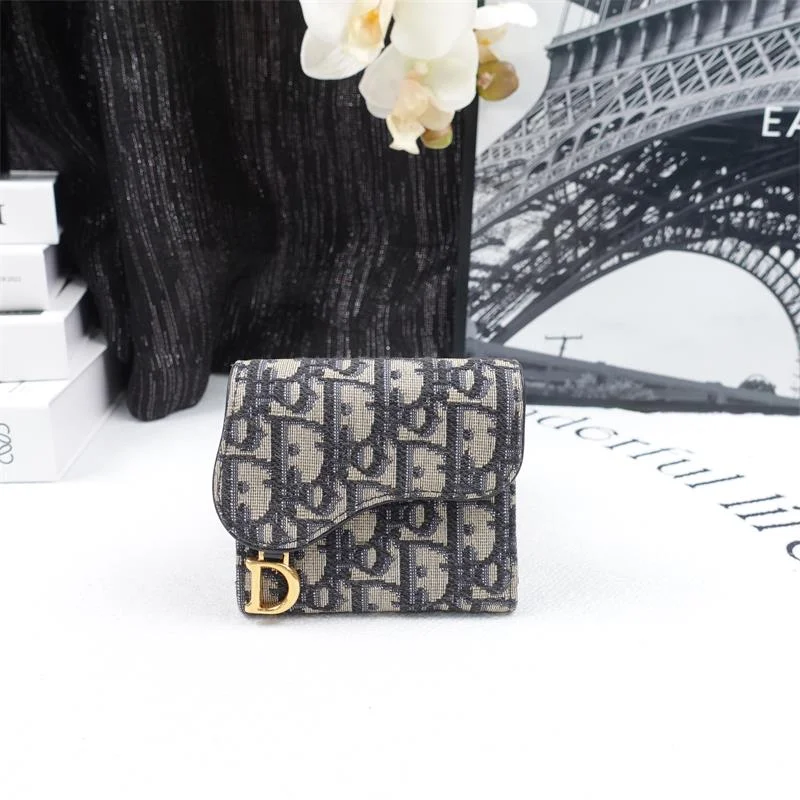 Dior Blue Monogram Canvas Wallet