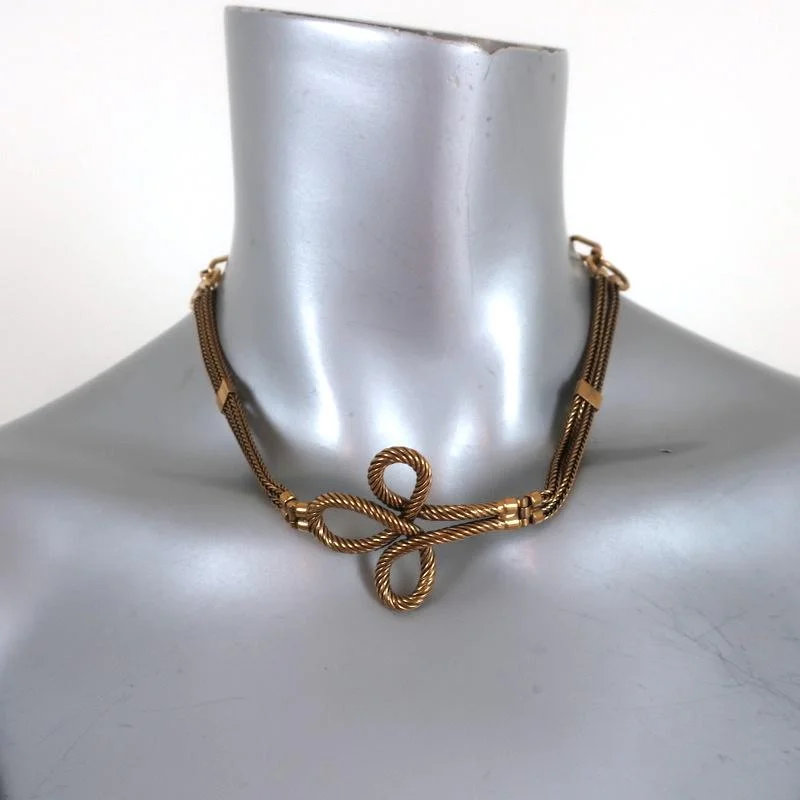 Christian Dior Knot Necklace Gold Cable & Chain Link