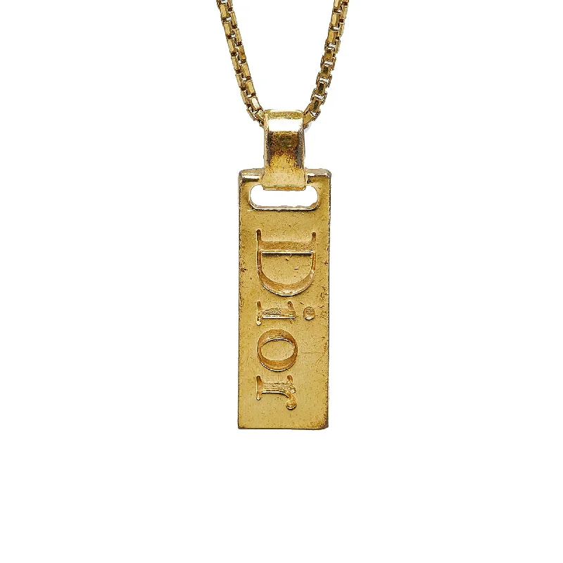 DIOR Logo Plate Pendant Necklace Costume Necklace