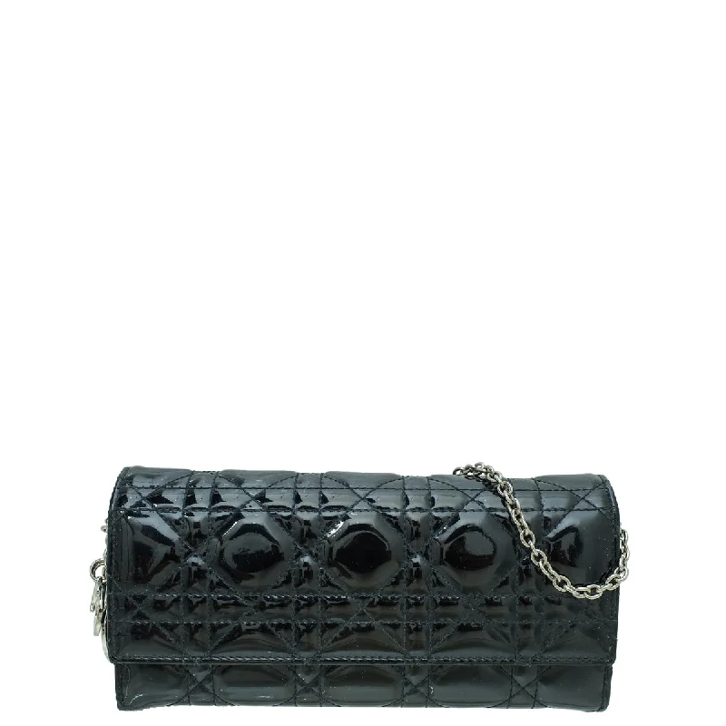 Christian Dior Black Lady Dior Chain Wallet