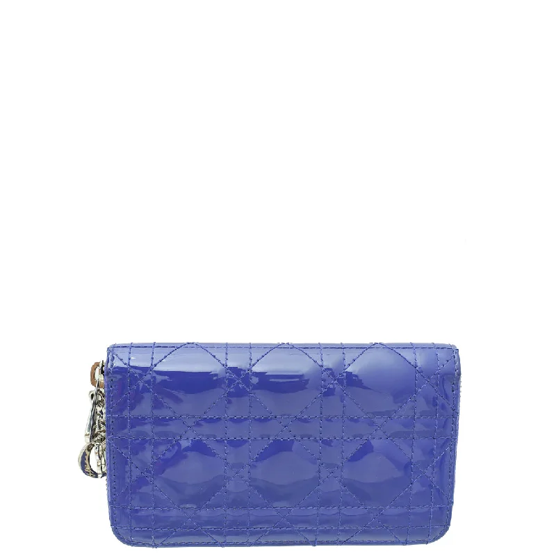 Christian Dior Blue Violet Lady Dior Voyageur Wallet