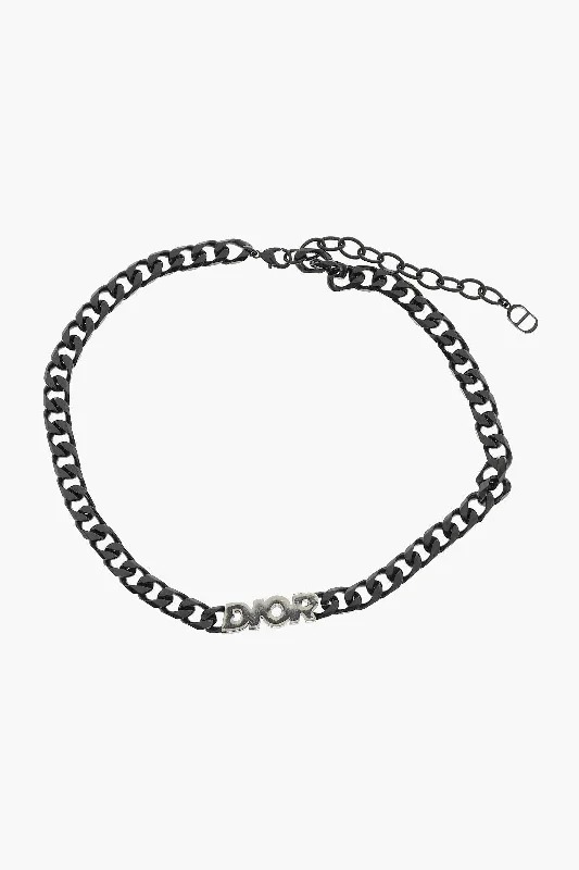 Dior Black Finishing Dior Italic Necklace