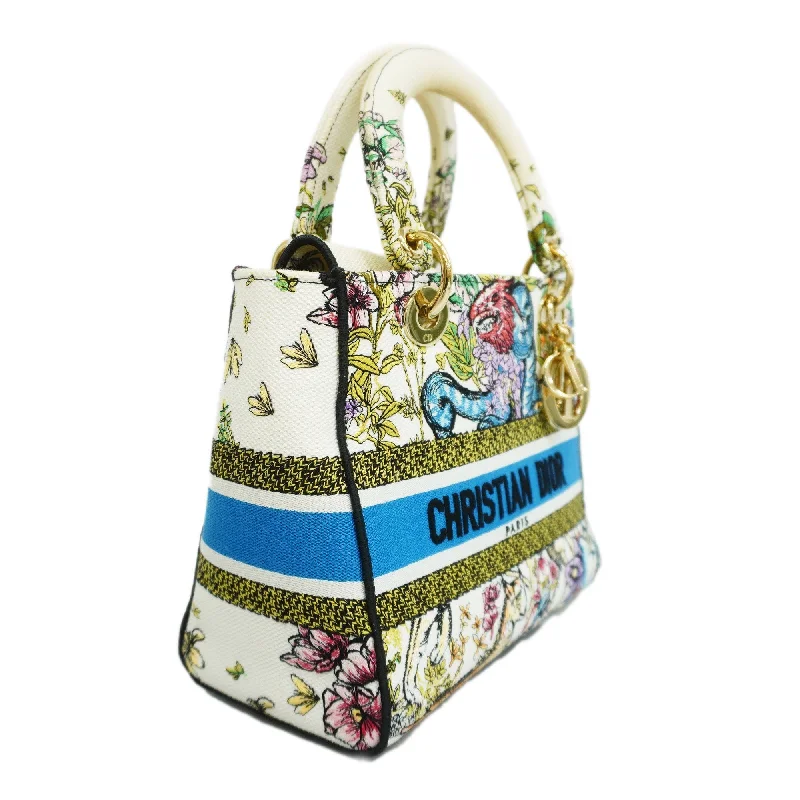 CHRISTIAN DIORAuth  Handbag Women's Canvas Handbag Ivory