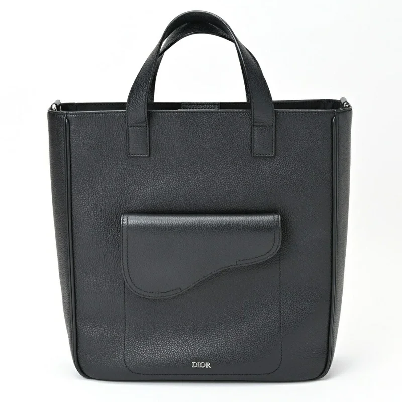 Dior Saddle Tote Bag Leather Black S-155998