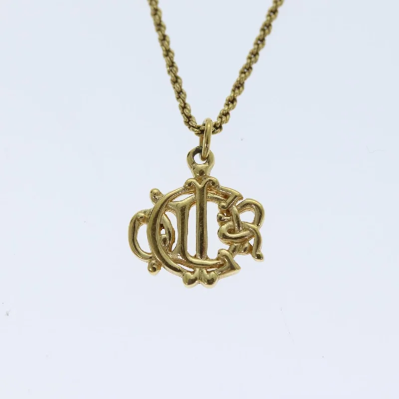 CHRISTIAN DIOR Necklace Metal Gold Auth am6178