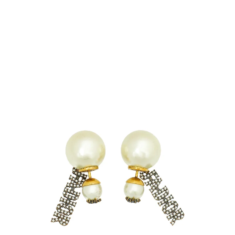 Christian Dior Ivory J'adior Crystal Drop Tribal Earrings