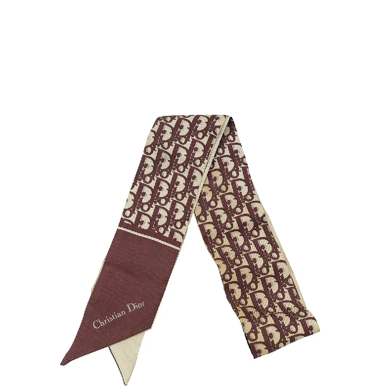 Christian Dior Burgundy Silk Oblique Mitzah Scarf