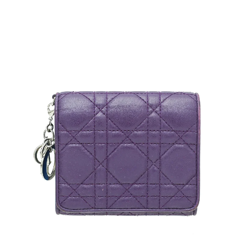 Christian Dior Tricolor Lady Dior Trifold Small Wallet