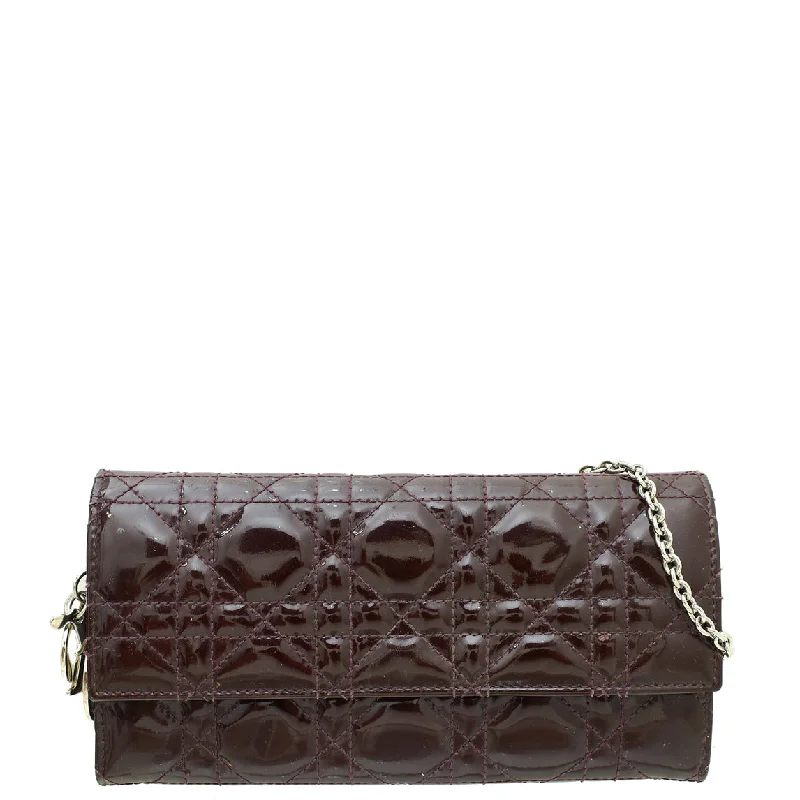 Christian Dior Aubergine Lady Dior Chain Wallet