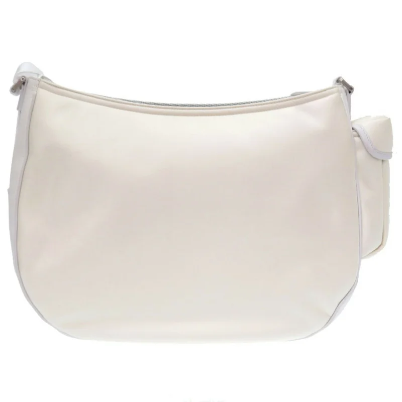 Christian Dior Dior Saddle Soft Bag Roller Coaster Leather Canvas White Shoulder