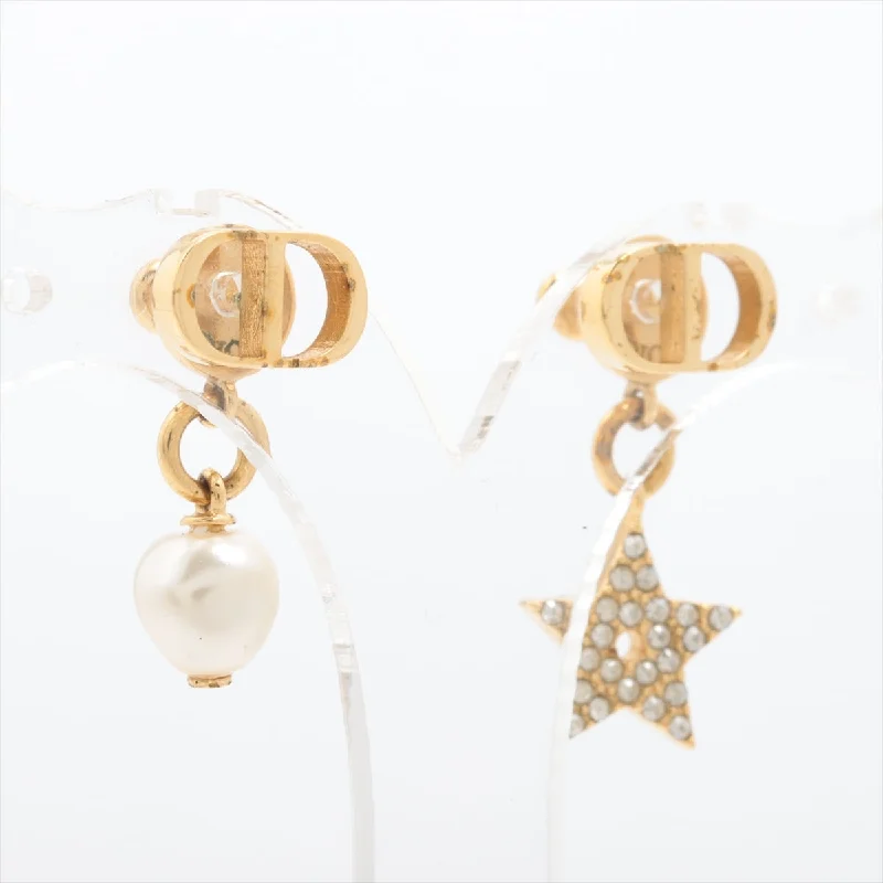 Dior Petit CD Earrings CD Piece (for both ears) GP Line Stone×  Pearl Gold