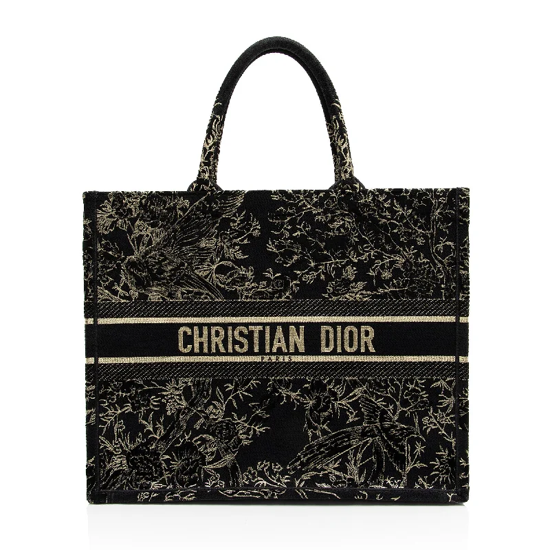 Dior Velvet Jardin d'Hiver Large Book Tote (SHF-6hqWXM)