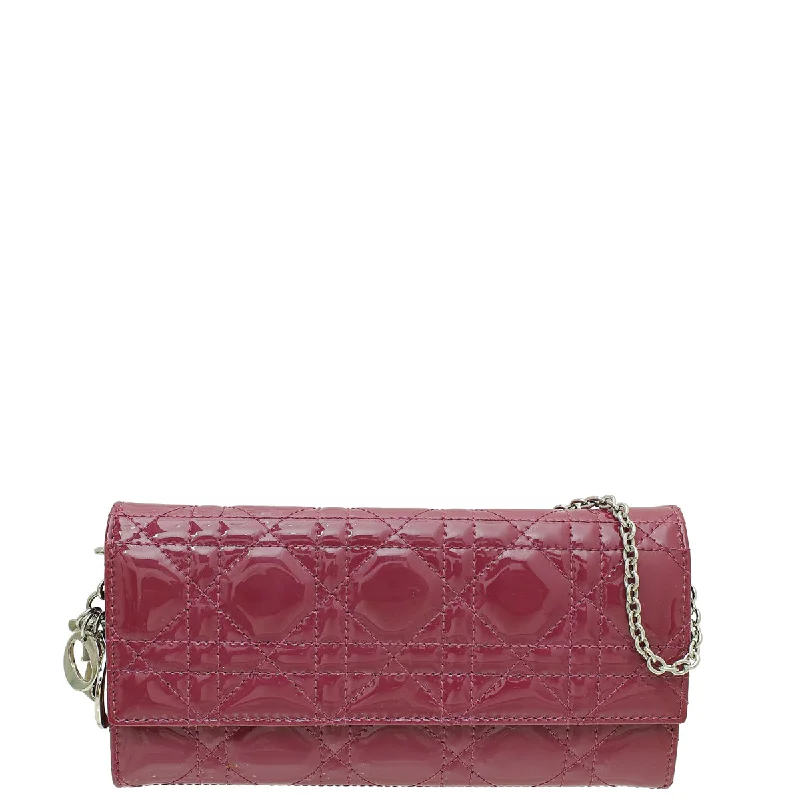 Christian Dior Dark Mauve Lady Dior Chain Wallet