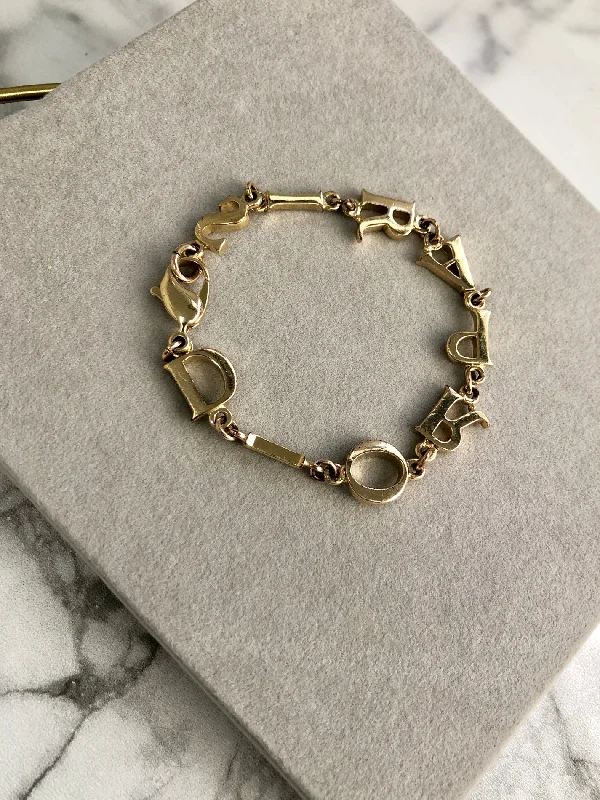 Christian Dior CD Logo Motif Bracelet Gold Vintage zfejdh