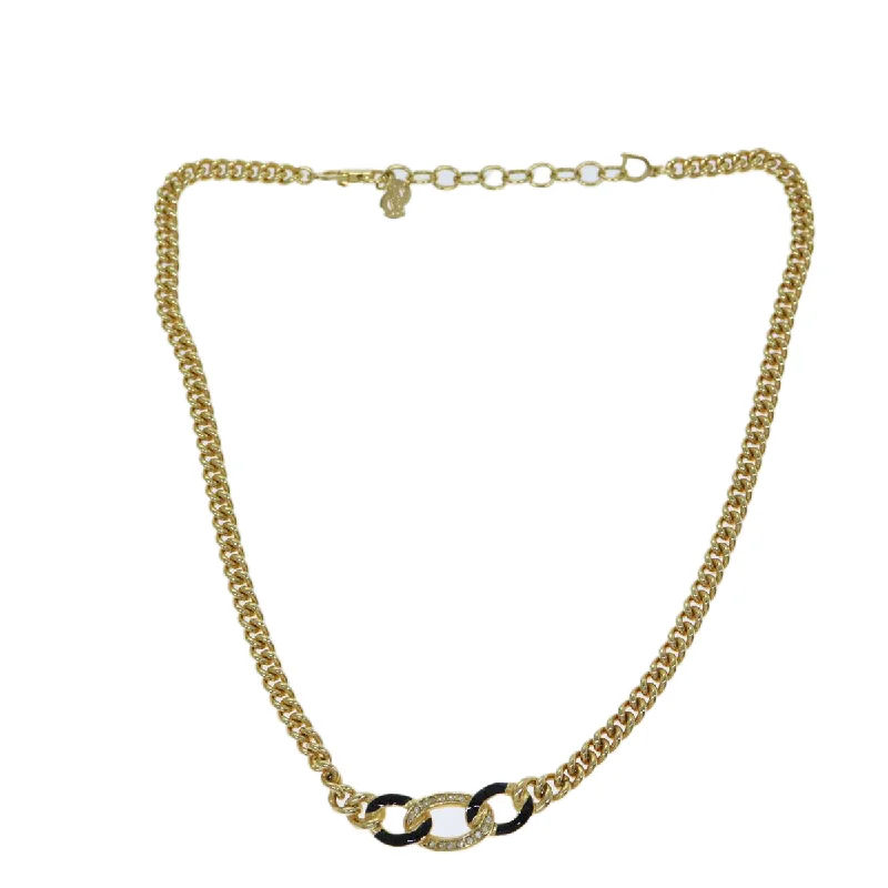 CHRISTIAN DIOR Necklace metal Gold Auth yk12883