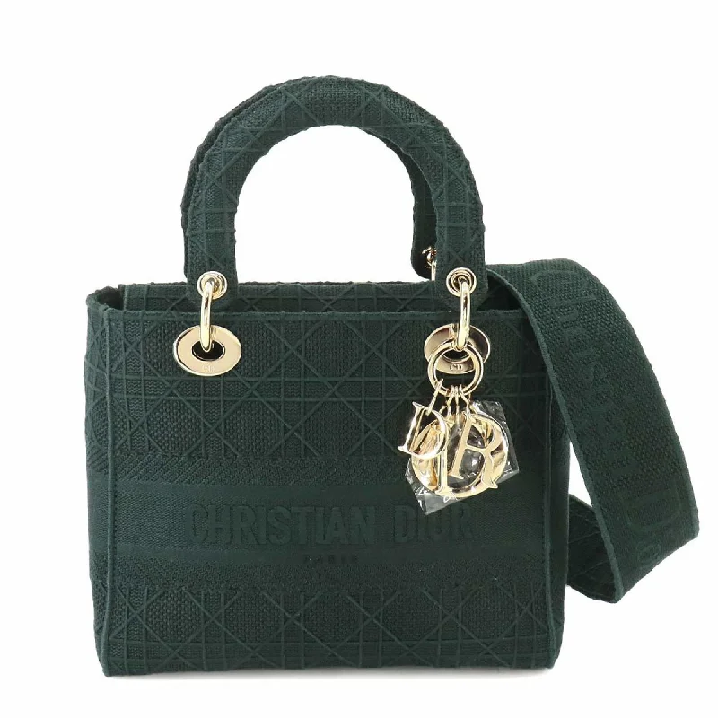 Christian Dior Lady D-Lite Medium 2way Hand Shoulder Bag Canvas Green LADY D-LITE