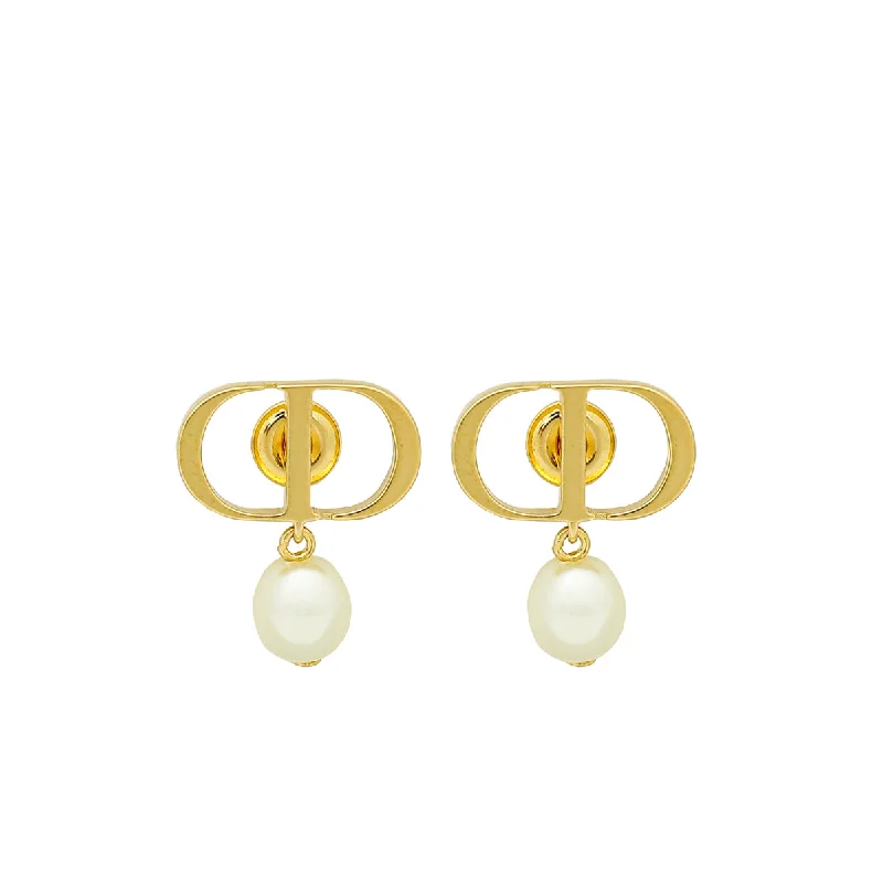 Christian Dior White Petit CD Earrings