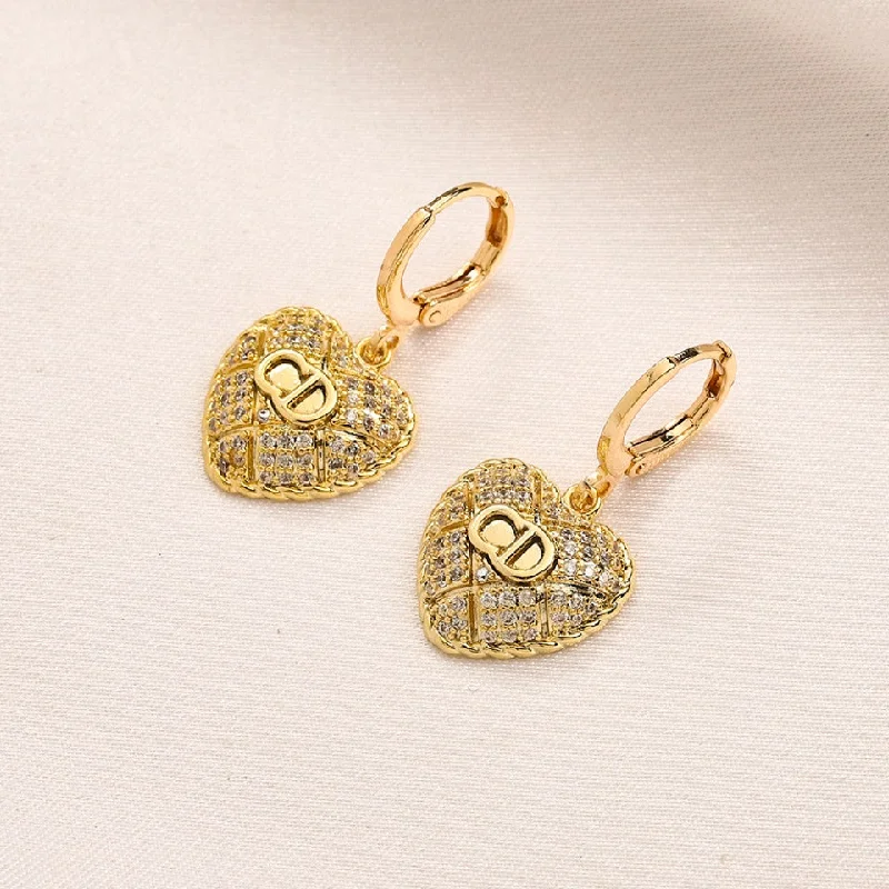 Dior copper zirconium gold electroplated earrings