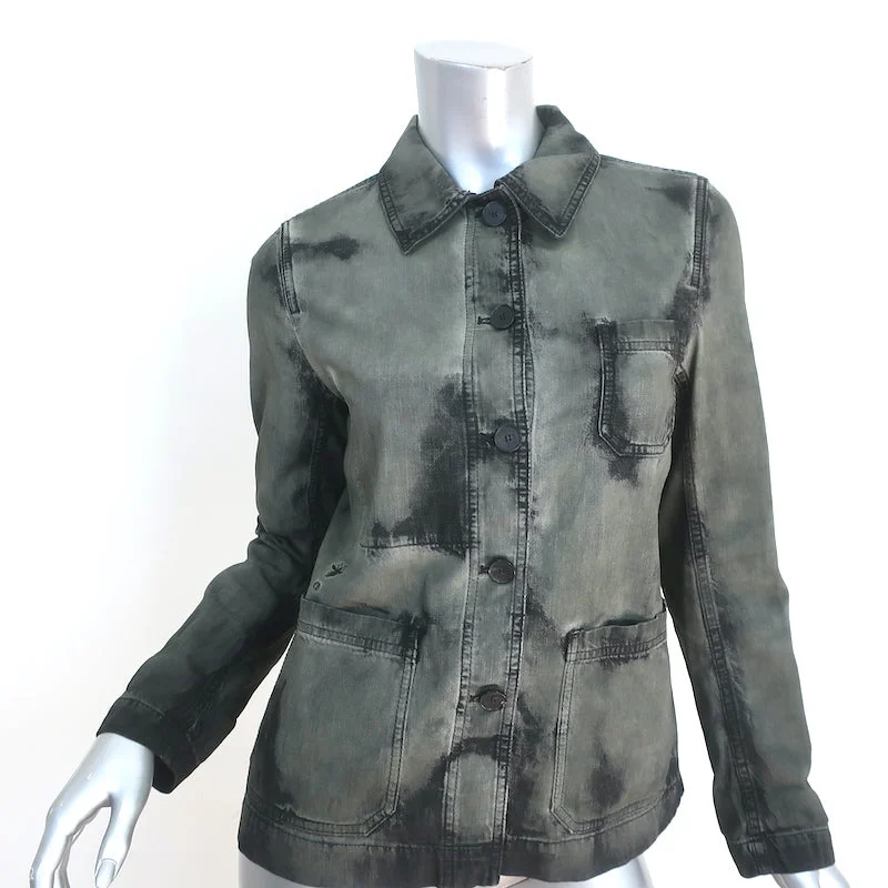 Christian Dior Tie Dye Denim Jacket Greenish Gray Cotton Size 36