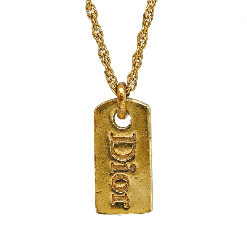 DIOR Logo Plate Pendant Necklace Costume Necklace