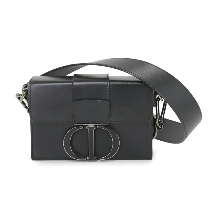 Christian Dior 30 Montaigne Box Shoulder Bag Leather Black Silver Hardware