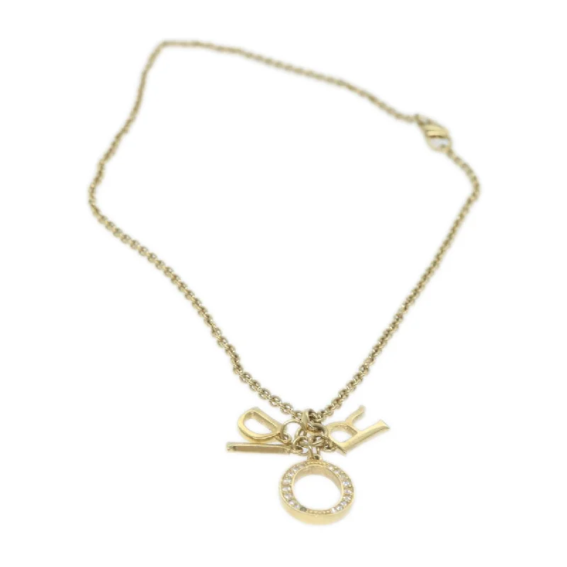 CHRISTIAN DIOR Necklace metal Gold Auth am5526