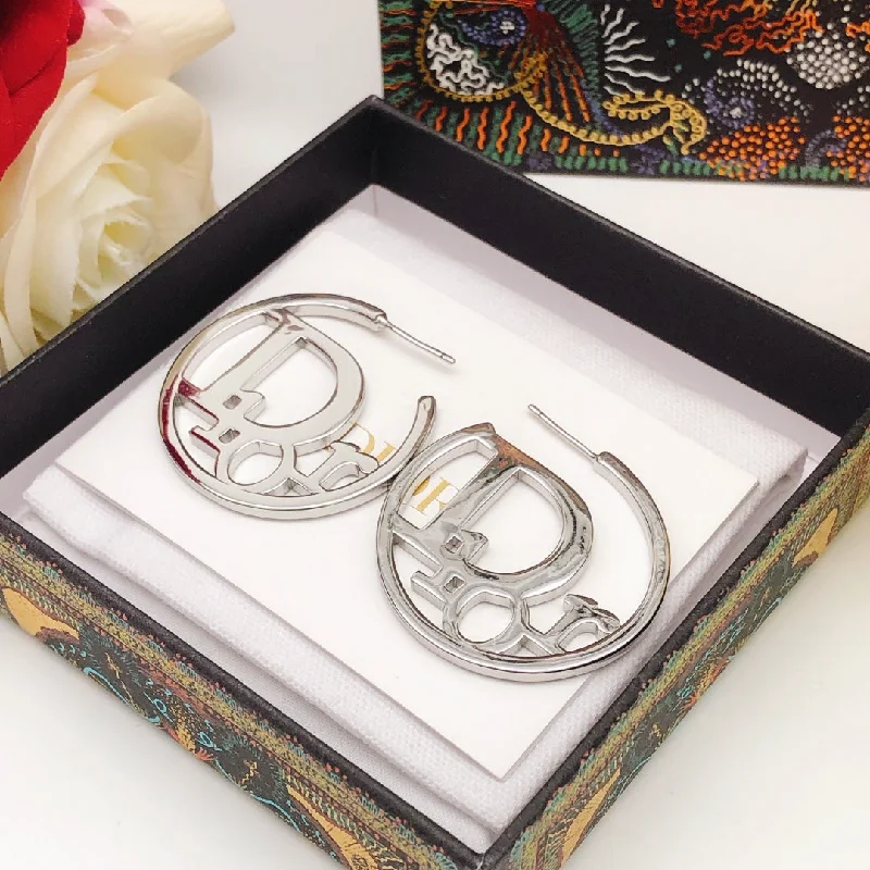 Dior silver glossy ear hook earrings