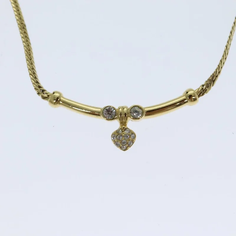 CHRISTIAN DIOR Necklace metal Gold Auth yk13097