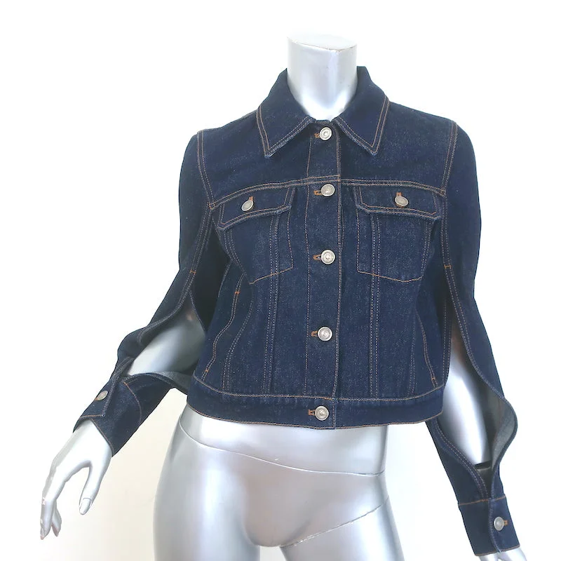 Christian Dior Open-Sleeve Jean Jacket Indigo Denim Size US 4