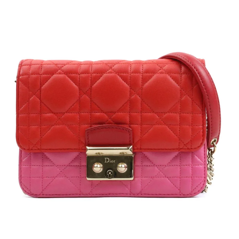 Christian Dior shoulder bag, lambskin, red x pink, women's h30664g