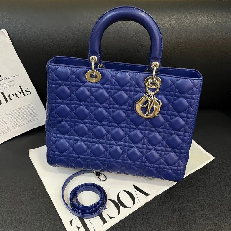 Dior Lady Dior Klein Blue Quilted Leather Handbag Medium