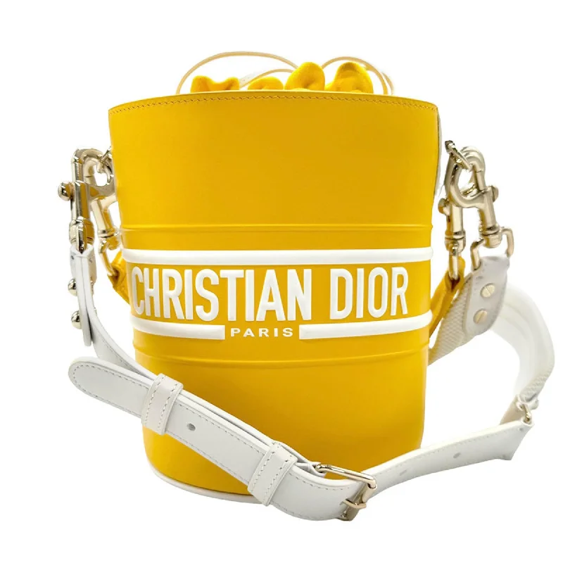 Christian Dior Shoulder Bag Handbag Vibe Bucket Leather Yellow Women's z2217