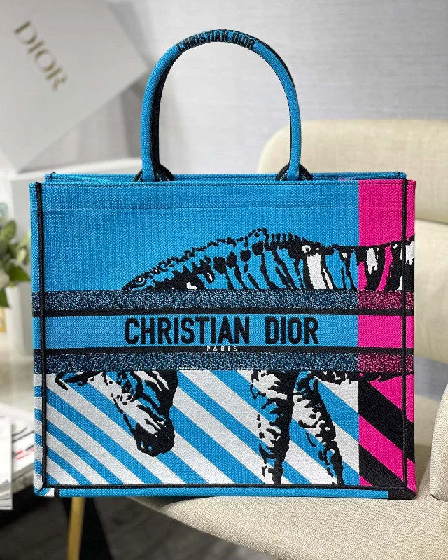 Christian Dior Large Book Tote Blue And Pink Handbags