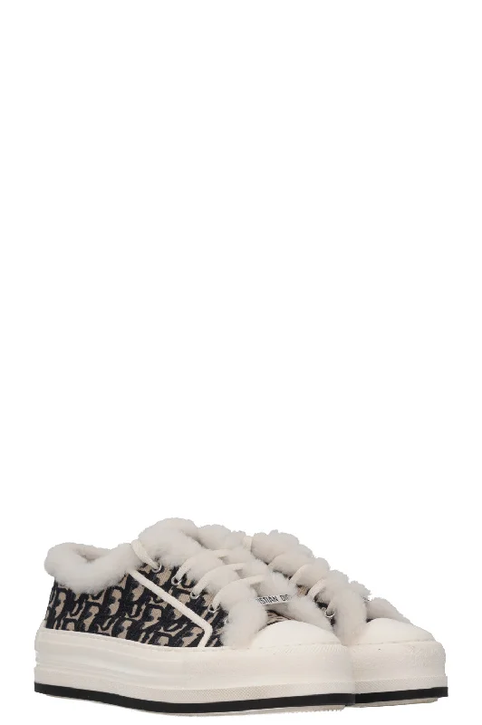 CHRISTIAN DIOR WalknDior Shearling Platform Sneaker Oblique