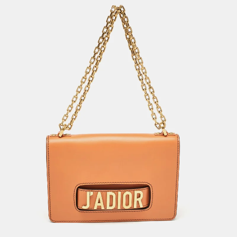 Dior Deep Orange Leather J'adior Flap Chain Shoulder Bag