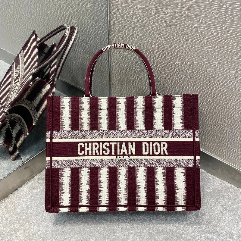 Christian Dior MeChristian Diorum Book Tote Red D-Stripes Embroidery For Women 36cm/16.5in