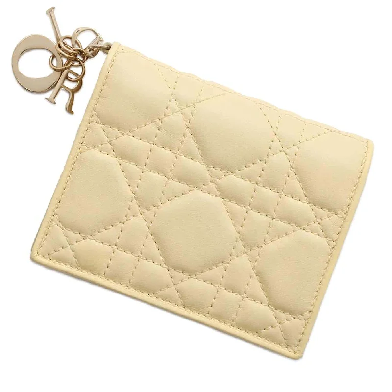 Dior cannage compact wallet Yellow Leather