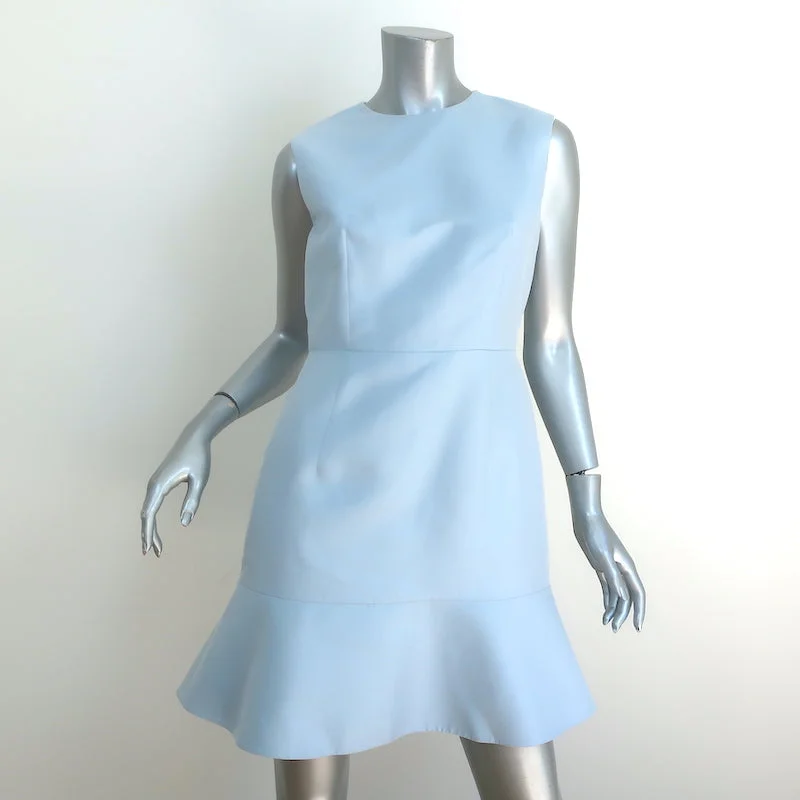 Christian Dior Flared Hem Mini Dress Light Blue Cotton-Silk Size 42