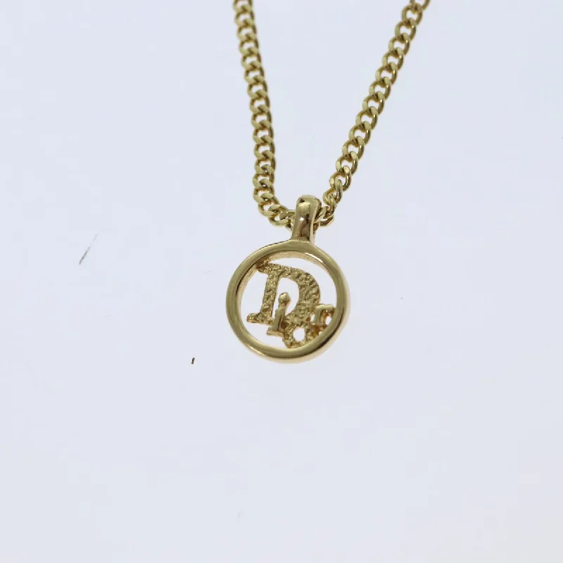 CHRISTIAN DIOR Necklace metal Gold Auth yk13080