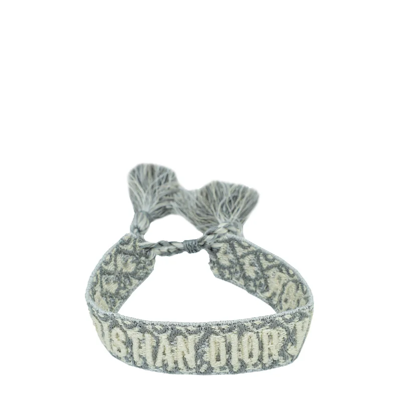 Christian Dior Gray J'Adior Embroidered Cotton Bracelet