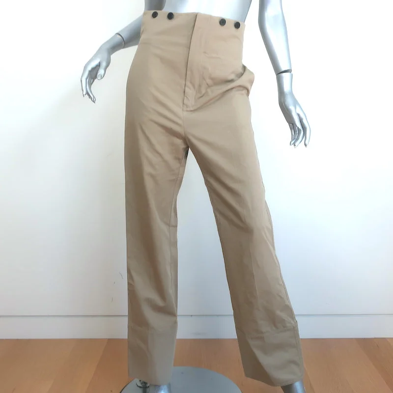 Christian Dior High Waisted Khaki Pants Beige Cotton Size US 6