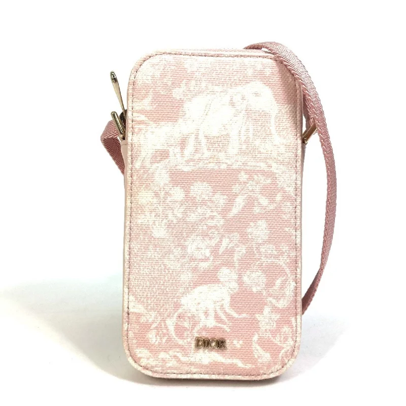 Christian Dior Dior S9902OTMJ Elephant Animal Print Toile de Jouy Phone Holder Neck Smartphone Case Mobile Shoulder Bag Canvas Women's Pink