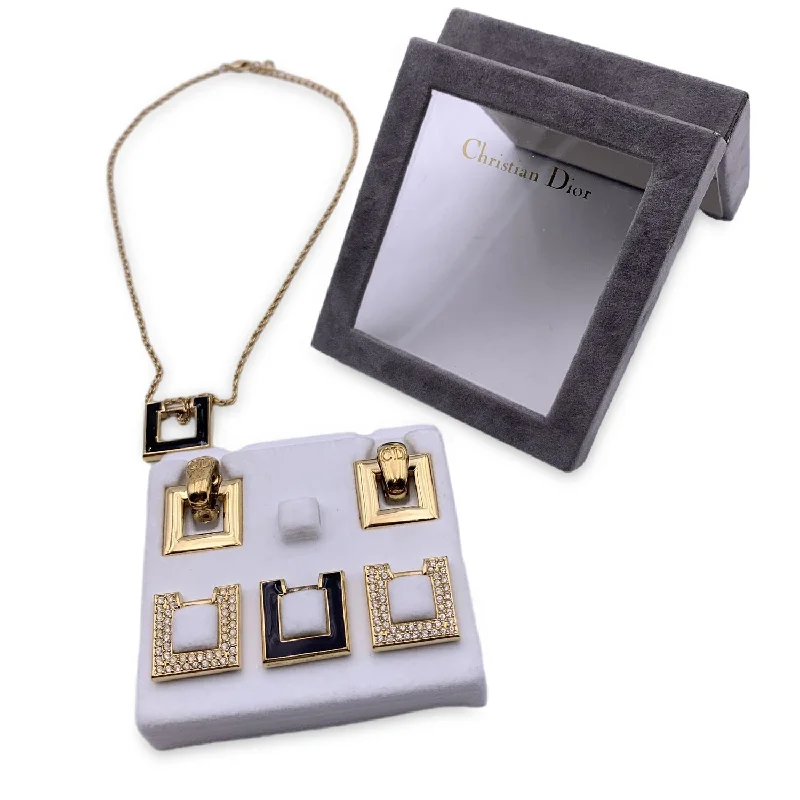 CHRISTIAN DIOR Vintage Intercheangeable Jewelry Necklace Earrings Set