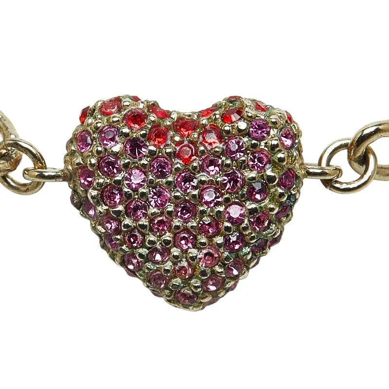 Dior Heart Line Stone Necklace Silver Pink Metal  Dior