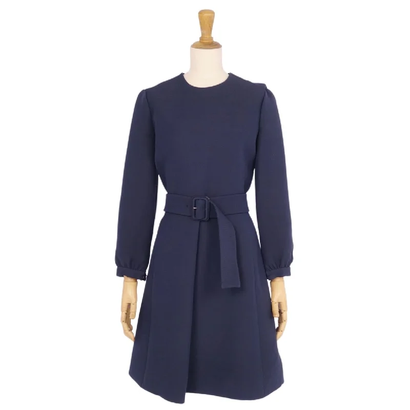 Christian Dior One Earrings Dress Long Sleeve Long Sleeve Wool Silk Tops  F36 USA4 I40 (equivalent to S) Navy  Navy