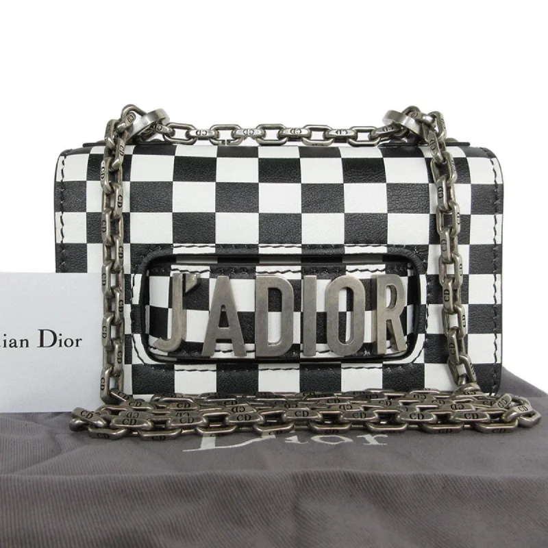 Christian Dior Shoulder Bag JA DIOR Leather Black x White Women's s0331i