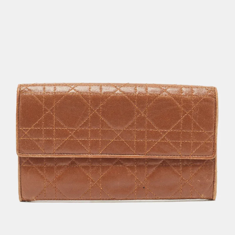 Dior Cannage Leather Double Flap Continental Wallet